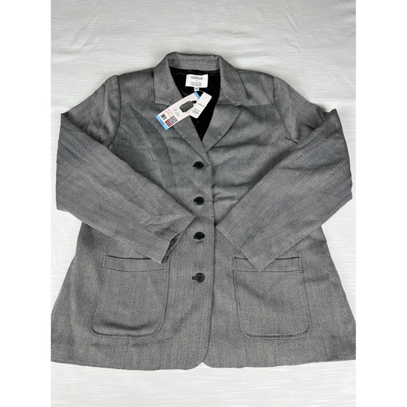 Edited x Hunter McGrady Jackets & Blazers - Edited x Hunter McGrady Herringbone Blazer Grey Black Large NWT ER5010